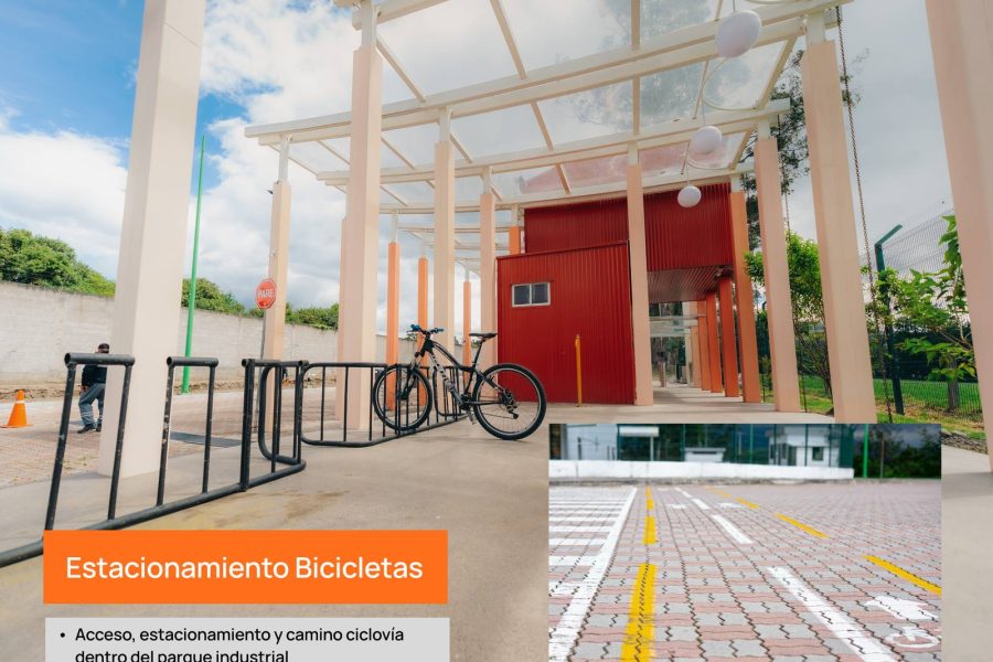 Estacionamiento de bicicletas y ciclovía interna